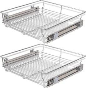 vidaXL Coșuri retractabile din sârmă, 2 buc., argintiu, 600 mm