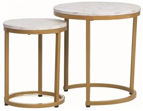 Set mese de cafea Hola – marmura alba/gold