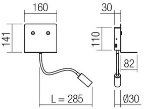 Spot LED de perete MOKA LED/6W + LED/3W/230V CRI90 negru Redo 01-3211