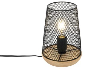 Lampă de masă de design neagră cu lemn - Bosk