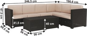 Set de grădină din rattan, 3 piese, maro/bej, RODEN