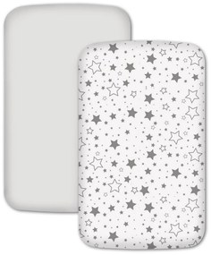 Set 2 cearceafuri din bumbac cu elastic roata pentru patut cosleeper 90x50 cm Kidizi, Galaxy Grey White