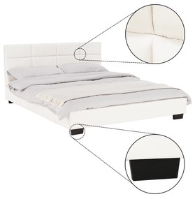 Pat matrimonial cu somieră, 160x200, piele eco albă, MIKEL