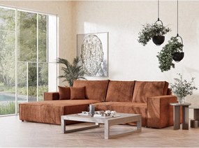 Colțar arămiu extensibil/cu spațiu de depozitare cu tapițerie din chenille (cu colț pe partea stângă/cu șezlong) Maze – Maison de Rêve