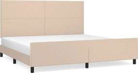 vidaXL Cadru de pat cu tăblie, cappuccino, 200x200 cm, piele ecologică