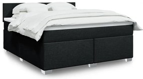 vidaXL Pat box spring cu saltea, negru, 180x200 cm, catifea