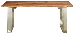 283896 vidaXL Masă de cafea, 100x60x40 cm, lemn masiv acacia&oțel inoxidabil
