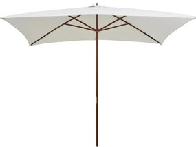 vidaXL Umbrelă de soare cu stâlp de lemn, 200 x 300 cm, alb crem