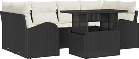 vidaXL Set de canapele pentru grădină cu pernă 7 pcs Negru Rattan poli