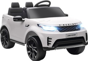HOMCOM Mașinuță Electrică pentru Copii 3-6 Ani sub Licență Land Rover Discovery 12V, 2.5-4.5 km/h Auto Electrică pentru Copii cu 2 Motoare, Suspensii, Telecomandă, USB, Muzică, Faruri și Claxon, Alb | Aosom Romania