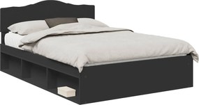 vidaXL Cadru de pat cu headboard Negru 160 x 200 cm Lemn de pin masiv