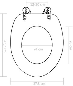 Capac WC cu inchidere silentioasa, MDF, design scoici 1, Scoica, Da