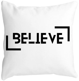 Perna Decorativa, Believe, 40x40 cm, Alba, Mata, Husa Detasabila, Burduf