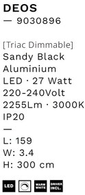 Lustra suspendata LED design liniar DEOS 25Watt 3000K, NVL-9030896