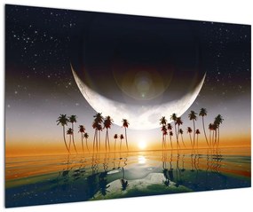 Tablou- Luna deasupra palmierilor (90x60 cm)