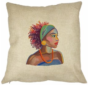 Perna Decorativa Patrata Golden African, 40x40 cm, Husa Detasabila, Burduf