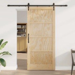 vidaXL Ușă glisantă Manual Natural și negru 93 x 211 cm