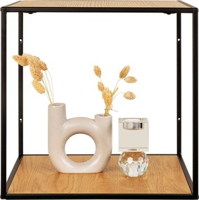 Raft de perete Vita, efect stejar, cadru negru 36x36x36 cm