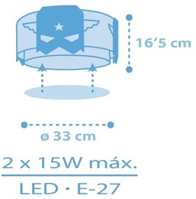 Plafonieră pentru copii Dalber 61816 BLUE HERO 2xE27/15W/230V