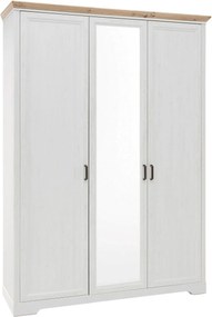 Dulap JASMIN, alb/stejar artisan, PAL, cu 3 usi, 164x64x220 cm