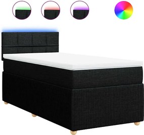 vidaXL Pat box spring cu saltea, negru, 100x200 cm, textil
