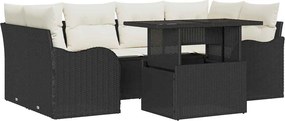 vidaXL Set de canapele pentru grădină cu pernă 7 pcs Negru Rattan poli