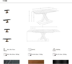 Masa extensibila deosebita design LUX Marble 160-240x100cm