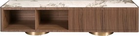 Comoda TV din furnir de nuc cu blat marmura portelanata Walnut