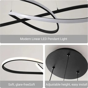 Brilagi - Lustra LED reglabilă pe cablu INFINITY LED/80W/230V 80x80 cm neagră + telecomandă