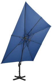 Umbrela suspendata cu invelis dublu, albastru azuriu, 300x300cm azure blue, 300 x 300 cm