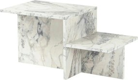 Masuta cafea HARMONY, alb cu efect de marmura, PAL, 80x40x40 cm