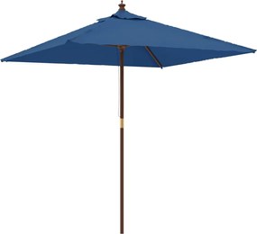 vidaXL Umbrelă de grădină stâlp din lemn, albastru azur 198x198x231 cm