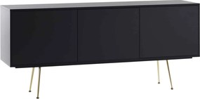 Comoda TV Limo, picioare aurii, deschidere push-pull - NEGRU
