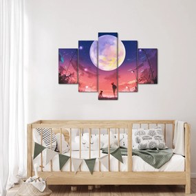Tablou - Femeie și câine pe lună plină (150x105 cm)