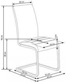 Scaun de bucaterie Amelia, alb/argintiu
