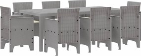 vidaXL Set de masă pentru grădină 9 pcs Gri deschis Polipropilenă