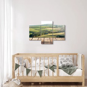 Tablou - Raft din lemn cu peisaj (90x60 cm)