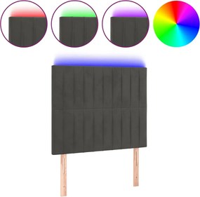 vidaXL Tăblie de pat cu LED, gri închis, 80x5x118/128 cm, catifea