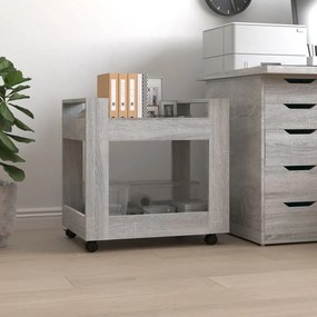 816606 vidaXL Cărucior de birou, gri sonoma, 60x45x60 cm, lemn prelucrat