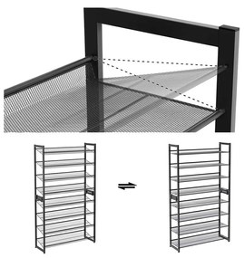 Raft pantofi  cu 8 etajere ( 2 x 4 )  Ajustabil Metal Negru