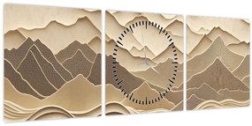 Tablou - Linii Montane 3D (cu ceas) (90x30 cm)