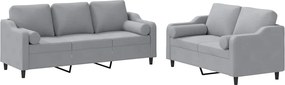 vidaXL Set de canapele cu perne, 2 piese, gri deschis, material textil