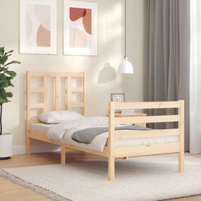 3193881 vidaXL Cadru de pat cu tăblie single mic, lemn masiv