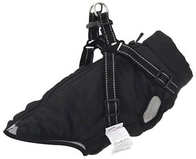 vidaXL Haină câini cu ham impermeabilă reflectorizantă, negru, L24