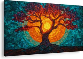 Tablou - Arborele vieții și soarele în mozaic (90x60 cm)