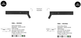 Aplica ambientala cu reader LED directionabil si USB Charger Vida neagra NVL-9533522