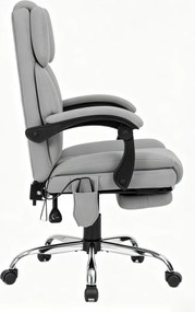 PRESTIGE FABRIC OC-514 PRO – Scaun Directorial Tapițerie Premium Dublu Strat Anti-Zgâriere, Masaj în 7 Puncte, Mecanism Multifuncțional, Suport Picioare, Bază Cromată, Gri