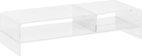 HOMCOM Suport Monitor Acrilic cu 2 Rafturi, Suport Ergonomic pentru PC, Transparent, 50.8x19x12 cm, Ideal pentru Birouri Moderne | Aosom Romania