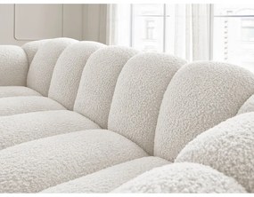 Canapea albă cu tapițerie din țesătură bouclé 232 cm Hippolyte – Bobochic Paris