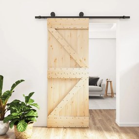 vidaXL Ușă glisantă cu set de feronerie 85x210 cm, lemn masiv de pin